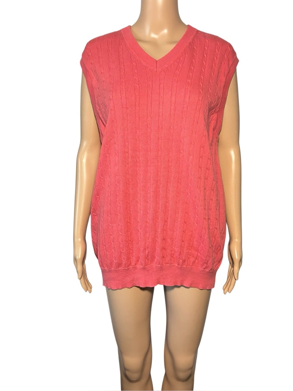 Vintage Sedgefield Golf Men's Vest Size XL Salmon Pink Knit V-Neck 100% Cotton